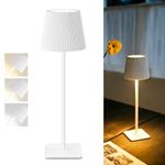 LuminexDesigns Cordless Rechargeable LED Table Lamp – 5200mAh Battery, Stepless Dimming, 3 Colour Temperatures, IP54 Water-Resistant, for Indoor & Outdoor Use – White