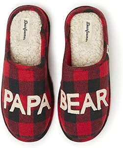 Dearfoams Men's Papa Bear Slipper, Buffalo Plaid, Medium