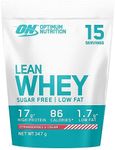 Optimum Nutrition Lean Whey Protein Powder, Low Fat, Sugar Free Diet Protein Powder with Vitamins and Minerals for Muscle Gain and Recovery, Strawberries & Cream flavour, 15 Servings, 347 g