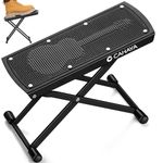 CAHAYA Guitar Foot Stool Adjustable - 6 Position Height Foot Rest Stool with Rubber Feet and Non-Slip Rubber Pad for Classical Acoustic Electric Bass Guitar Player Black