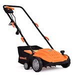 ARNOT 13-Inch 12Amp Electric Corded Lawn Dethatcher & Scarifier, 2-in-1, 3-Position Raking Depth, Orange