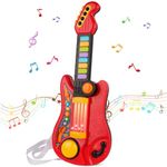 m zimoon Kids Guitar 2 in 1 Musical Instruments for Kids Piano Toddler Toy Guitar with Strap Electric Guitar for Kids Toddlers Guitar Music Toys for 3 4 5 Year Old Boys Girls Gifts (Red)