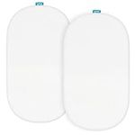 Biloban Bassinet Fitted Sheets Compatible with Fisher-Price Soothing Motions Bassinet Only, 2 Pack, 100% Jersey Knit Cotton, Breathable and Heavenly Soft, White