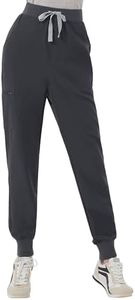 Kitmaz XXLarge Medical Scrub Pants for Women - High Waisted 4-Way Stretch Anti-Wrinkle Slim Fit Jogger Pants, Drawstring & 5 Pockets Dark Grey
