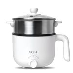 Salt FlexiCook Pro Multi Cook Kettle | 600W Power, Multi Power Mode | Stainless Steel Base with Non Stick Coating | Boil Dry Protection | Steamer & Egg Boiler | 1.2L (White)