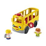 Fisher-Price Little People Sit with Me School Bus - Multilanguage Edition, push-along toy vehicle with music for toddlers and preschool kids ages 1-5 years, HJN36