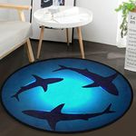 Vdsrup Cute Animal Sharks Doormat Shark Blue Ocean Round Floor Mat Non Slip Absorbent Carpet Yoga Rug for Entryway Bedroom Living Room Sofa Home Decor