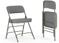 Flash Furniture 2 Pk. HERCULES Series Premium Curved Triple Braced & Double Hinged Gray Fabric Metal Folding Chair