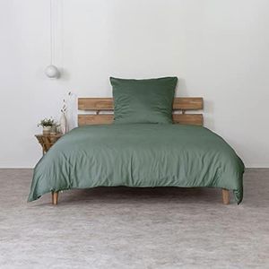 AGA.PIE Bambus Lyocell Bettwäsche-Set 135x200 + 80x80 cm - Dunkel-Grün, 100% Bio Oeko-Tex 100, für Allergiker, Antibakteriell, Ganzjahres-Bettwäsche, Atmungsaktiv, Geruchshemmend, Besonders sanft