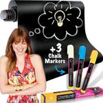 Chalkboard Contact Paper Self Adhesive Dry Erase Contact Paper Roll +3 Liquid Chalk Markers 17.7x78.7 Chalkboard Wallpaper Stick & Peel Contact Paper Blackboard for Wall Vinyl Black Stickers