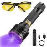 ALONEFIRE SV41 395nm UV Torch 10W Rechargeable Blacklight Black Light Flashlight Urine Detector for Resin Curing, Dry Glue, Fishing, Minerals with UV Protective Glasses, Charger, Battery Included