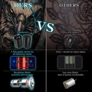 Tattoo Kit with 2 Batteries – 7 Stroke Rotary Machine Set