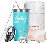 Lifecapido Aunt Gifts from Niece- Auntie's Sippy Cup 20oz Tumbler with Lids, Aunt Tumbler Gift Set for Women Aunt Auntie - Gift Idea for Birthday Christmas Mother's Day, Aqua Blue