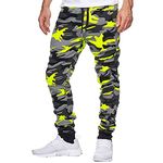 Men Casual Leggings Sports Camouflage Jogging Trousers Casual Men's Shot Fitness Print Men's Beach Pants (Yellow, XXXL)
