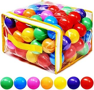 Hovenlay Ball Pit Balls Phthalate Free BPA Free Crush Proof Plastic - 7 Bright Colors in Reusable Play Toys for Kids with Storage Bag