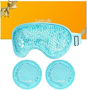 Luxtude Gel Eye Mask Cooling Eye Masks for Dry Eyes, Hot Cold Eye Ice Pack Reusable Gel Sleeping Mask, Frozen Cold Eye Compress for Puffiness/Dark Circles/Headaches/Skincare/Pain Relief (Blue)