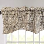 DaDa Bedding Moroccan Paisley Dreams Floral Window Curtain Valance - Semi Sheer Olive Brown Filigree Leaves Garden Vines Kitchen Bath Decor - 18" x 52"