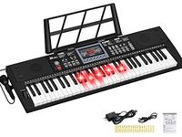 24HOCL Electric Keyboard Pianos 61 Lighted Keys, Musical Digital Piano keyboards 200 Rhythms LCD Display for Kids Beginners (Black)