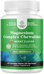 Sugar Free Magnesium Glycinate Chewable - Chewable Magnesium for Adults & Kids with Glycinate Taurate & Citrate Complex Plus Vitamins D3 B6 & C - Vegetarian Non-GMO & No Artificial Flavors (30 Day)