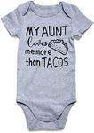 Vieille Newborn Baby Bodysuit Boys Funny 6-9 Months Cute Aunt Loves Clothes Gift for Baby Summer Letter Print One-Piece Cotton Bodysuits