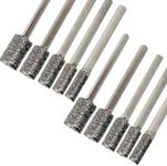 60 Grit Grinding Bit Sets, 1/8" Shank Diamond Coated Cylinder Head Rotary Grinding Burrs 3mm 4mm 5mm 6mm 8mm