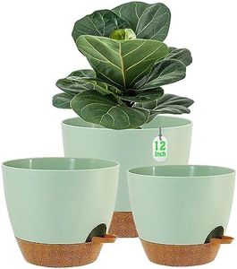 SE SUN-E 3 Pack 12/10/9 Inch Self Watering Plant Pots for Lazy People,Green Plastic Self Watering Planter for All Houseplants,Succulent, African Violets, Flowers and Cactus