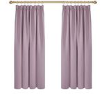 Deconovo Bedroom Blackout Curtains Pencil Pleat Thermal Insulated Tape Top Curtains for Livingroom 46 x 54 Inch Pink Lavender Two Panels