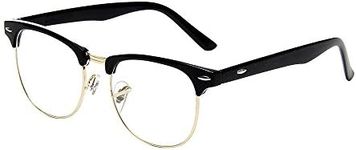 Shiratori New Vintage Fashion Half Frame Semi-Rimless Clear Lens Glasses, Gold