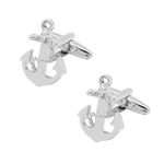 The Tie Hub Quirky Vehicles Cufflinks For Men (Silver Anchor)