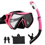 AQUA A DIVE SPORTS Aqua A Dive Sportssnorkeling Gear Snorkel mask Scuba Set Scuba mask Diving mask Snorkeling Gear Swimming Goggles Snorkeling Set Swim Dive mask (Pink)