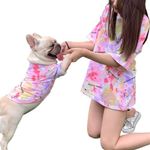 Short Sleeve Shirts for Women,Tie Dye Women’s Casual Tops Round Neck,Ladies Tops Loose Fit,Matching Dog and Owner Clothes Separately Sold,Perfect Dog Mom Gift