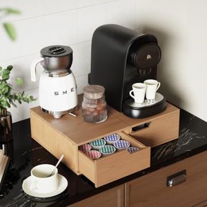 CCHIDG Coffee Pod Organizer Drawer, Compatible with K-Cups, Stackable Coffee Machine Stand for Countertop, 30 Capacity Storage Holder, Walnut Color