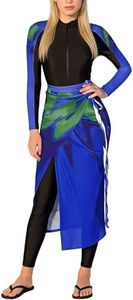 Women Long Sleeve Rash Guard Set Muslim One Piece Swimsuits with Swimming Bottom Cover Up Skirts 3pcs Rashguard Surfing Beachwear Bathing Suits Burkini for Woman Full Body Swimsuit UPF 50+ Blue M