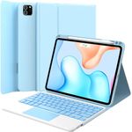 GreenLaw Stain Resistant Keyboard Case, for iPad Air 11 inch M2 Case with Keyboard, 7-Color Backlit, Smart Trackpad, Waterproof Cover, Rechargeable Keyboard for iPad Pro11/Air 11" 2024 Light Sky Blue