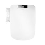 WLJBIDET Warm Air Drying Toilet Seat Easy to lnstall Bidet Heated Toilet Seat Power Saving Suitable for Square type Toilet With LED Light (PANEL CONTROL) White (WLJ-S7)