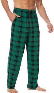 GYS Mens Pajama Pants - Viscose Made from Bamboo, Soft Sleep Pants Comfy Drawstring Lounge Bottom with Pockets Sweatpants,Green Plaid,Medium