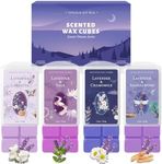 SCENTORINI Wax Melts, Wax Cubes Strong Scent, Lavender Scented Wax for Sleep, Summer Scent Wax Melts Tarts for Warmer, 2.5 oz 4-Pack - Lavender & Gardenia, Sage, Chamomile, Sandalwood