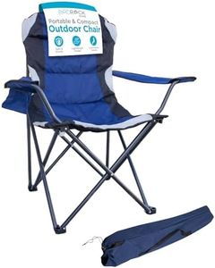 Internet's Best Padded Camping Folding Chair - Comfortable Outdoor Sports Chairs w/Cup Holder, Portable Carry Bag - for Beach, Park, Soccer, Baseball, Softball, Picnic, Adults - Navy Blue 1 - Pack