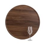 Hanobe Large Ottoman Serving Tray: Round Walnut Wooden Decorative Coffee Table Tray Rustic Circle Big Charcuterie Board Farmhouse Home Decor for Living Room 45cm