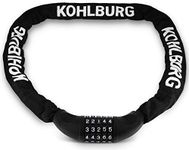 KOHLBURG Long Combination Lock 112 cm Long and 6 mm Thick with Number Code - Strong Chain Lock with Combination - Secure Bicycle Lock with Combination for Bicycle and e-Bike