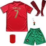 LULIDI #7 Red Home Kids Soccer Jersey & Shorts Set Youth Sizes (Red,24)