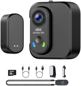 4K POV Action Camera Mini Body Cam with Thumb Size, WiFi APP Control, Charging Case, 64GB TF Card, Hands Free POV Recording with Magnet Mount for TikTok Content Creator Vlogging Walking Cycling