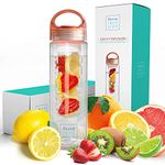 Savvy Infusion Water Bottles - 24 or 32 Ounce Fruit Infuser Bottle - Featuring Unique Leak Proof Silicone Sealed Cap with Handle - Great Gifts for Women