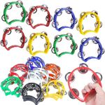 8 Pcs Tambourine for Kids, Plastic Handheld Half Moon Tambourines Percussion Jingles Musical Instrument, Hand Bell Musical Toys with 4 Bells for Adults, Toddler (4 Colors)