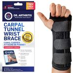 Doctor Developed for Carpal Tunnel Relief/Wrist Brace and Cane Wrist Straps for Carpal Tunnel/Wrist Support & Hand Brace/Wrist Splint for Carpal Tunnel Syndrome/Adjustable Hand Splint (Left, Black)