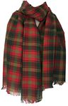 Purple Possum® Tartan Scarf Ladies Green Red Maple Leaf Tartan Plaid Cotton Shawl Mens Checked Fair Trade Scarf