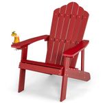ORALNER Outdoor Adirondack Chair with Cup Holder, Plastic Resin Outdoor Deck Chair, 380 LBS Capacity, for Patio, Backyard, Porch, Balcony, Poolside, Garden, Lawn, Firepit (1, Red)