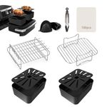 EAIMi Air Fryer Accessories, 8 Pcs Dual Air Fryer Accessories for Ninja Foodi FlexDrawer Air Fryer AF500UK 7-in-1 2023 Released 10.4L, Ninja AF500UK Liners & Racks & Tools