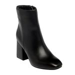 MONROW Ema Leather Block Boots for Women & Girls | Fashionable & Beautiful | Long Lasting Material |Ideal Gift For Special Occasions |Comfortable Lightweight Casual, Black, 8UK