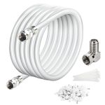 Elecan 20 Ft RG6 Coaxial Coax Cable Connectors Set, Quad Shielded High-Speed Internet 3 GHZ, Broadband Digital TV Aerial, Soft Satellite Cable Extension Double Rubber O-Ring+ Adapter+Ties+Clips-White